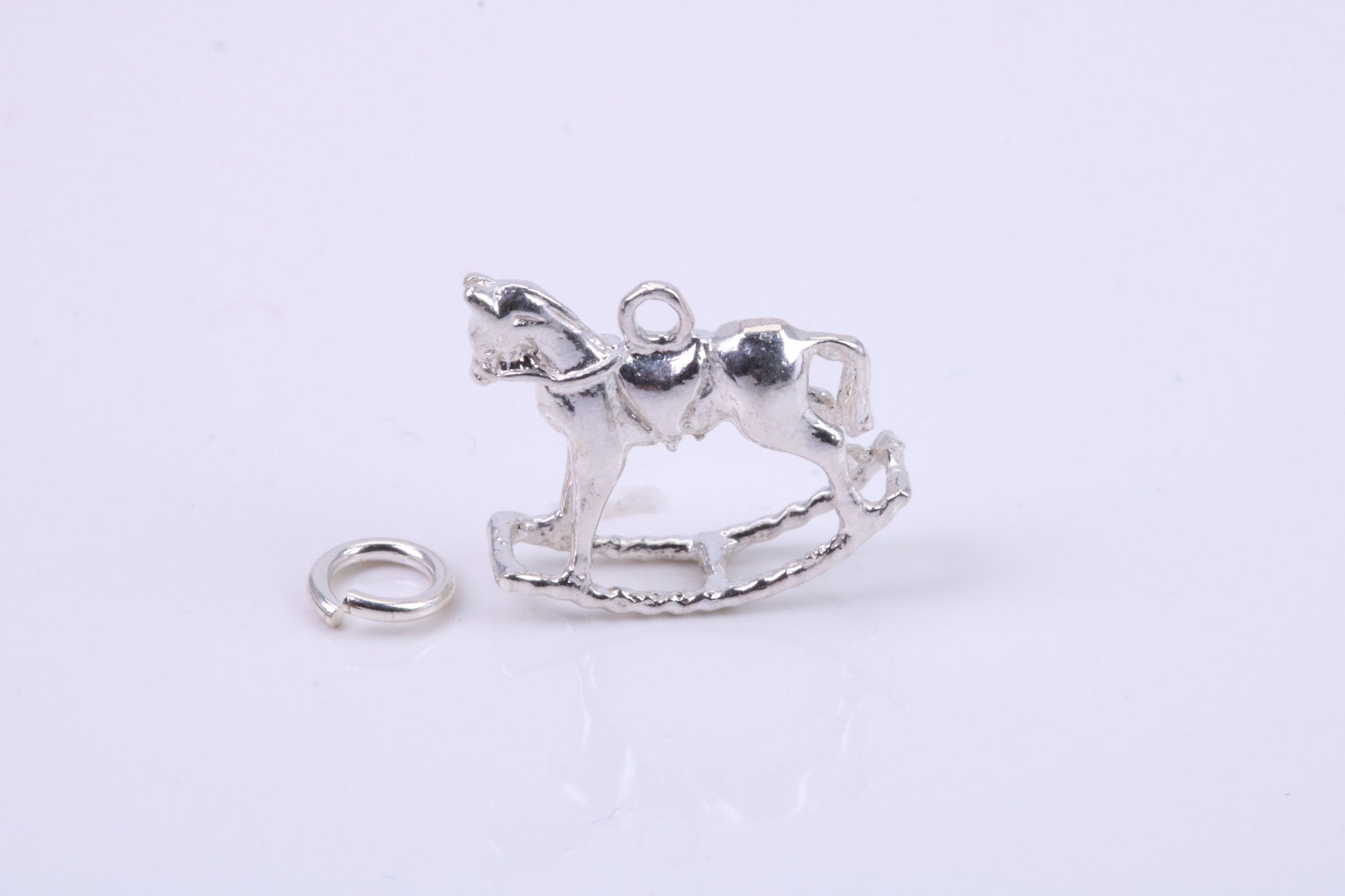 Rocking Horse Charm, Traditional Charm, Made from Solid 925 Grade Sterling Silver, Complete with Attachment Link