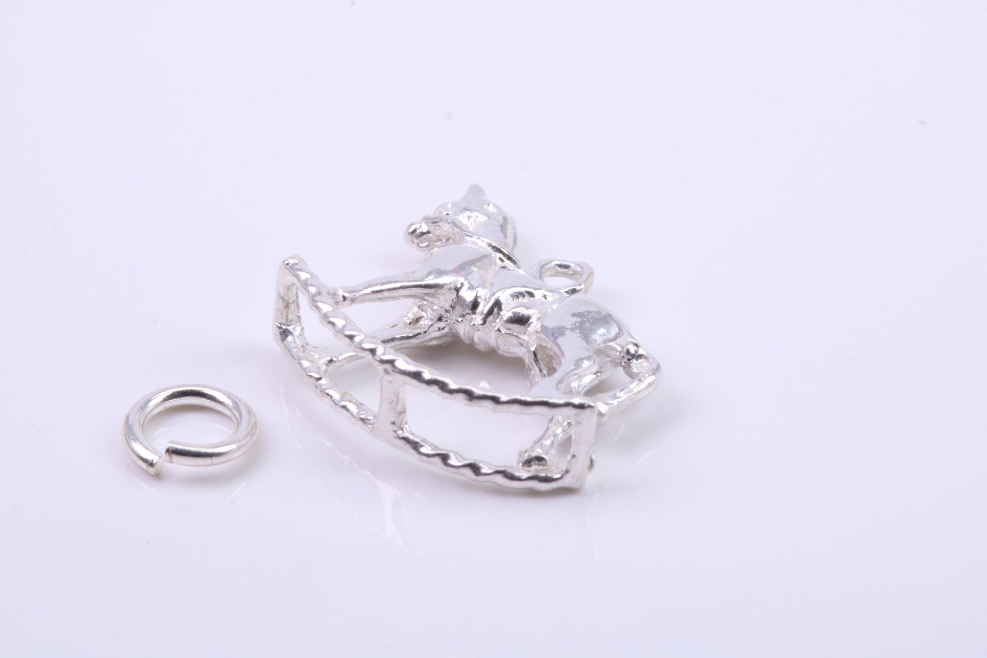 Rocking Horse Charm, Traditional Charm, Made from Solid 925 Grade Sterling Silver, Complete with Attachment Link
