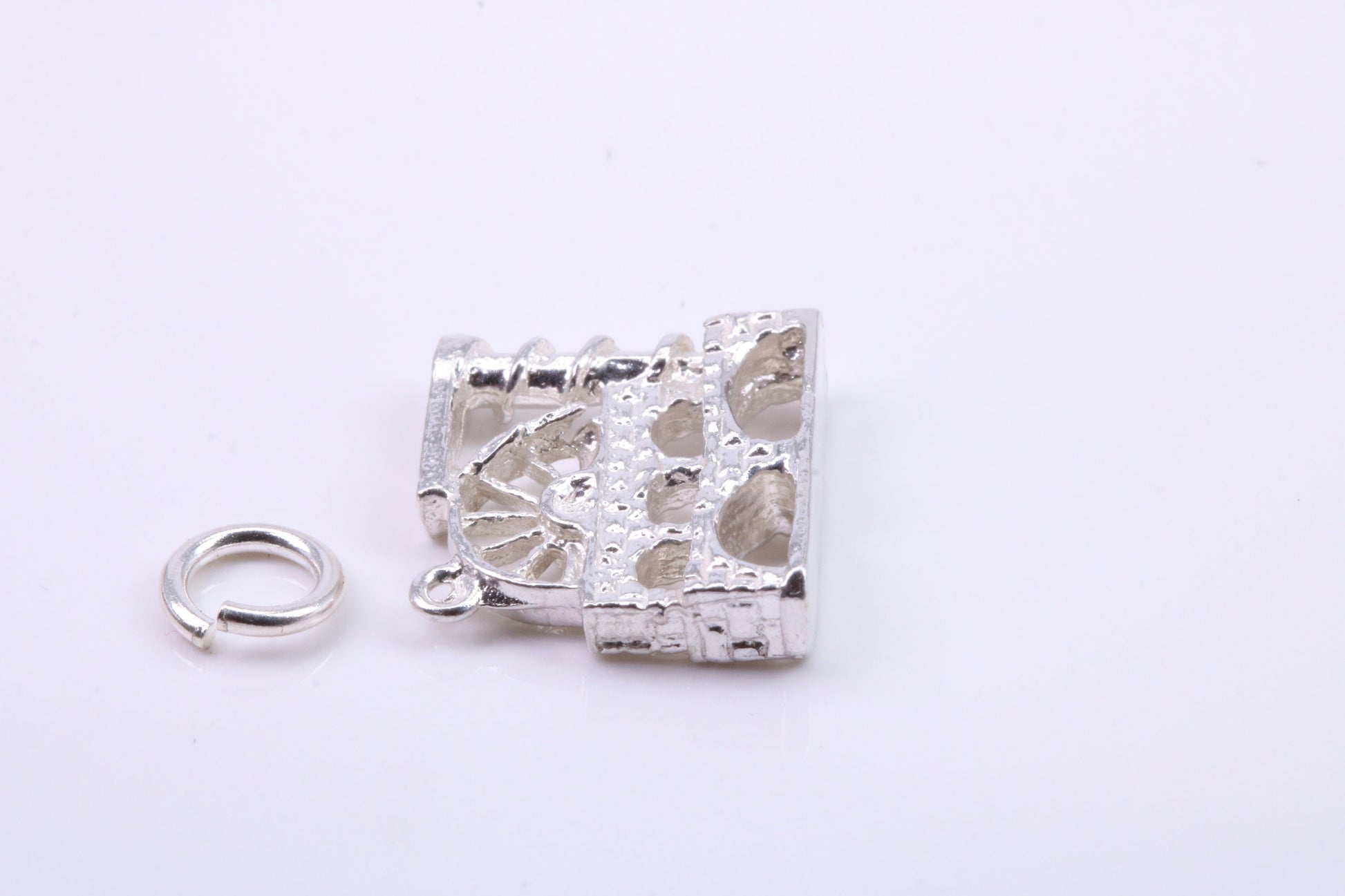 Watermill Charm, Traditional Charm, Made from Solid 925 Grade Sterling Silver, Complete with Attachment Link