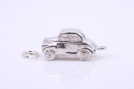 Car Charm, Traditional Charm, Made from Solid 925 Grade Sterling Silver, Complete with Attachment Link