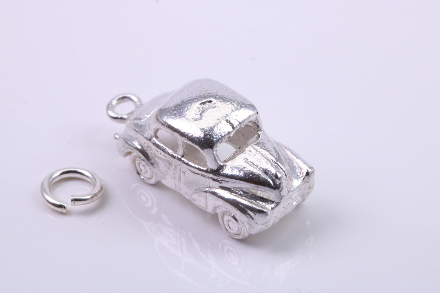 Car Charm, Traditional Charm, Made from Solid 925 Grade Sterling Silver, Complete with Attachment Link
