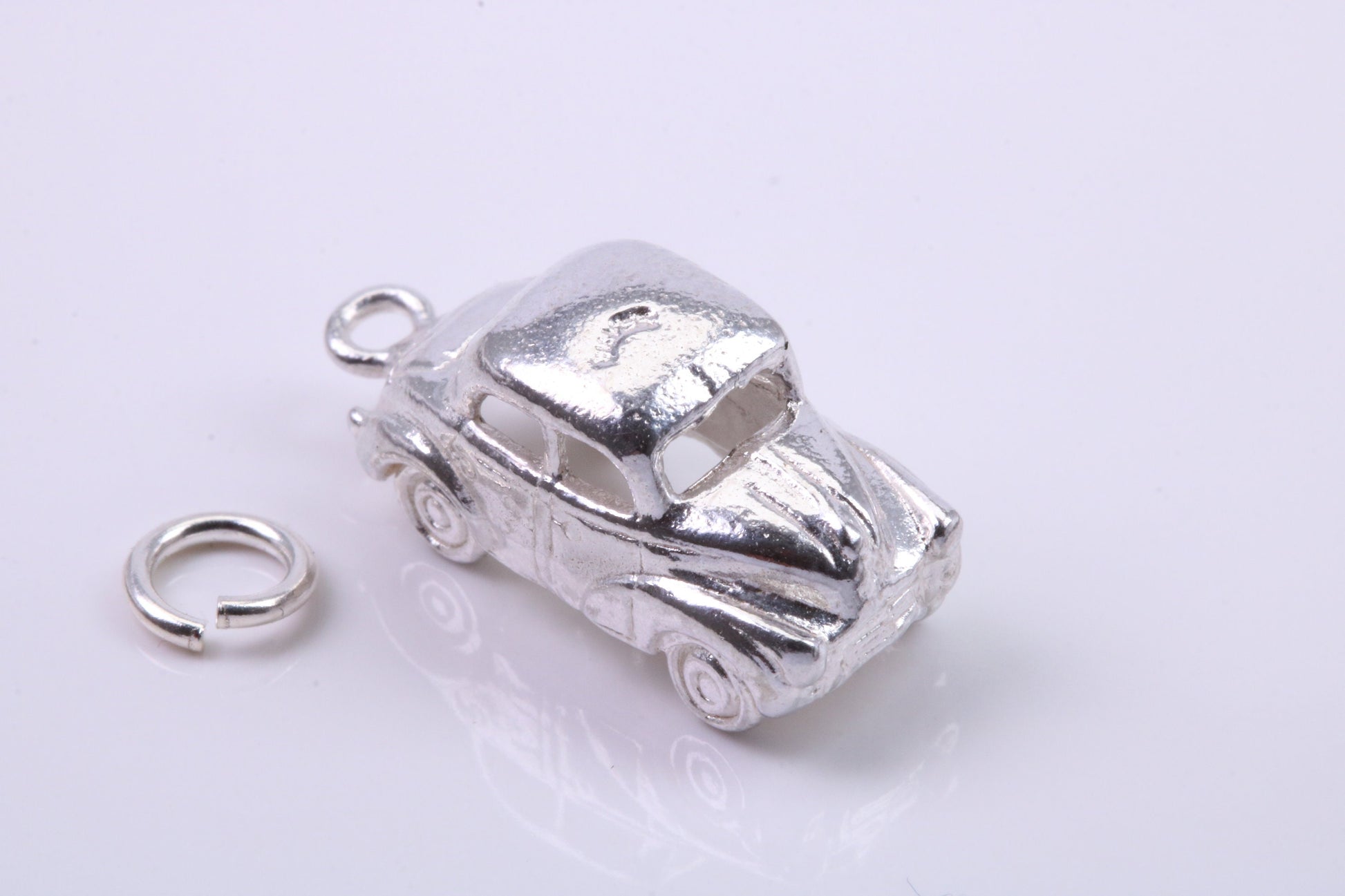 Car Charm, Traditional Charm, Made from Solid 925 Grade Sterling Silver, Complete with Attachment Link