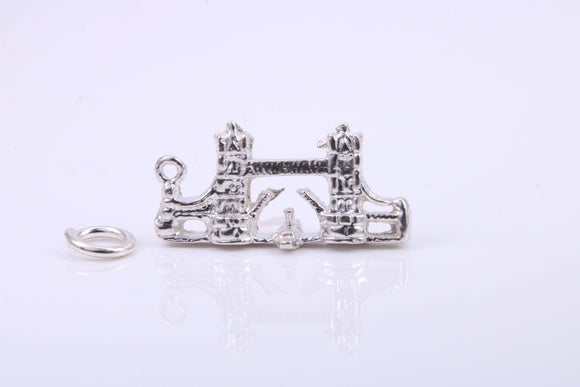 Iconic London Bridge Charm, Traditional Charm, Made from Solid 925 Grade Sterling Silver, Complete with Attachment Link