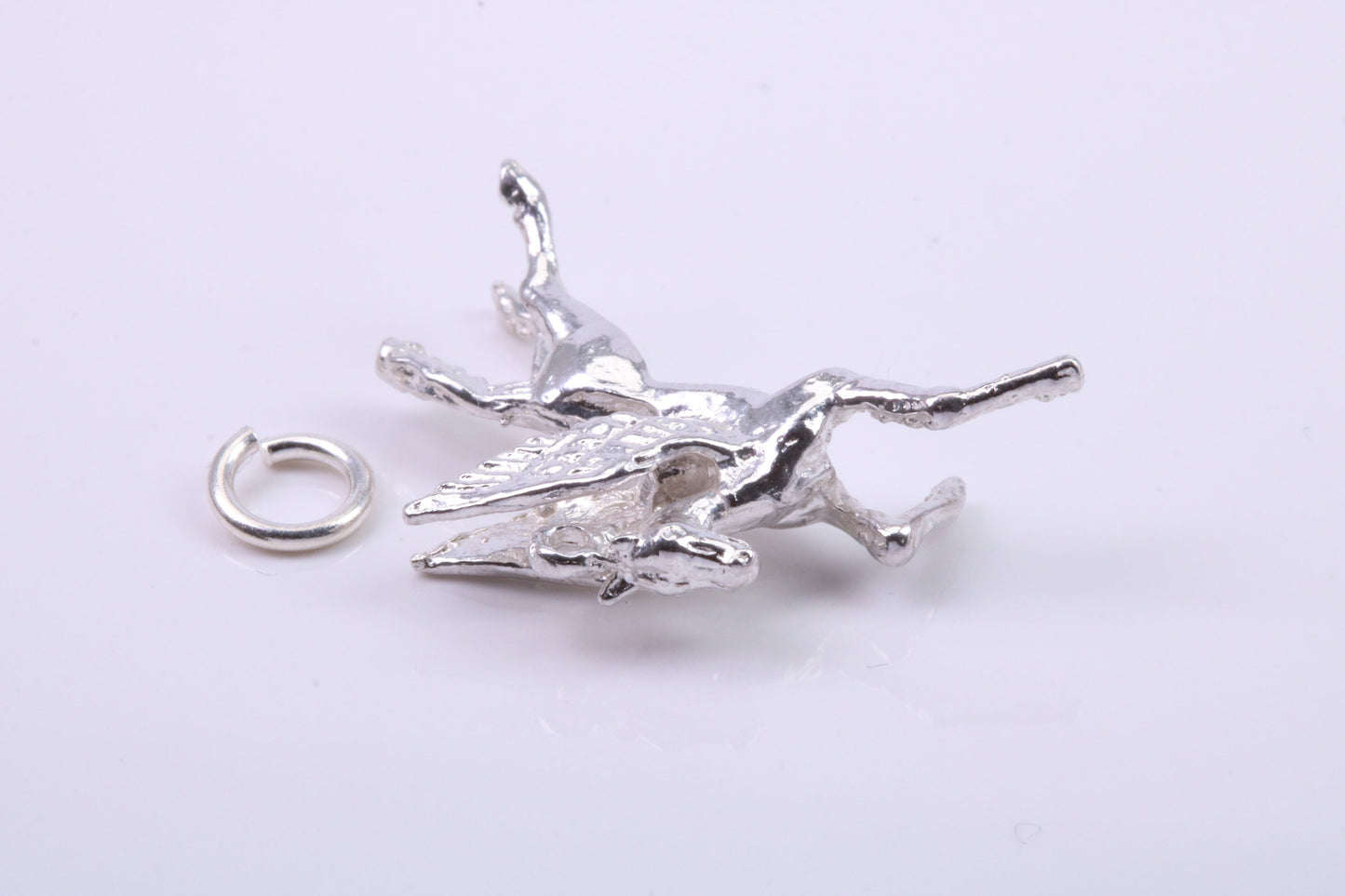 Pegasus Charm, Traditional Charm, Made from Solid 925 Grade Sterling Silver, Complete with Attachment Link