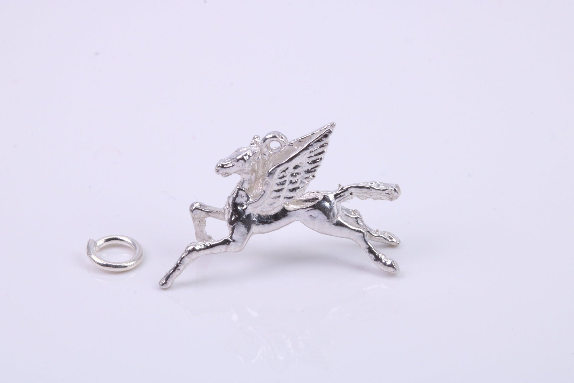 Pegasus Charm, Traditional Charm, Made from Solid 925 Grade Sterling Silver, Complete with Attachment Link