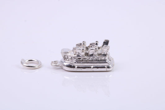 Hovercraft Charm, Traditional Charm, Made from Solid 925 Grade Sterling Silver, Complete with Attachment Link