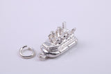 Hovercraft Charm, Traditional Charm, Made from Solid 925 Grade Sterling Silver, Complete with Attachment Link