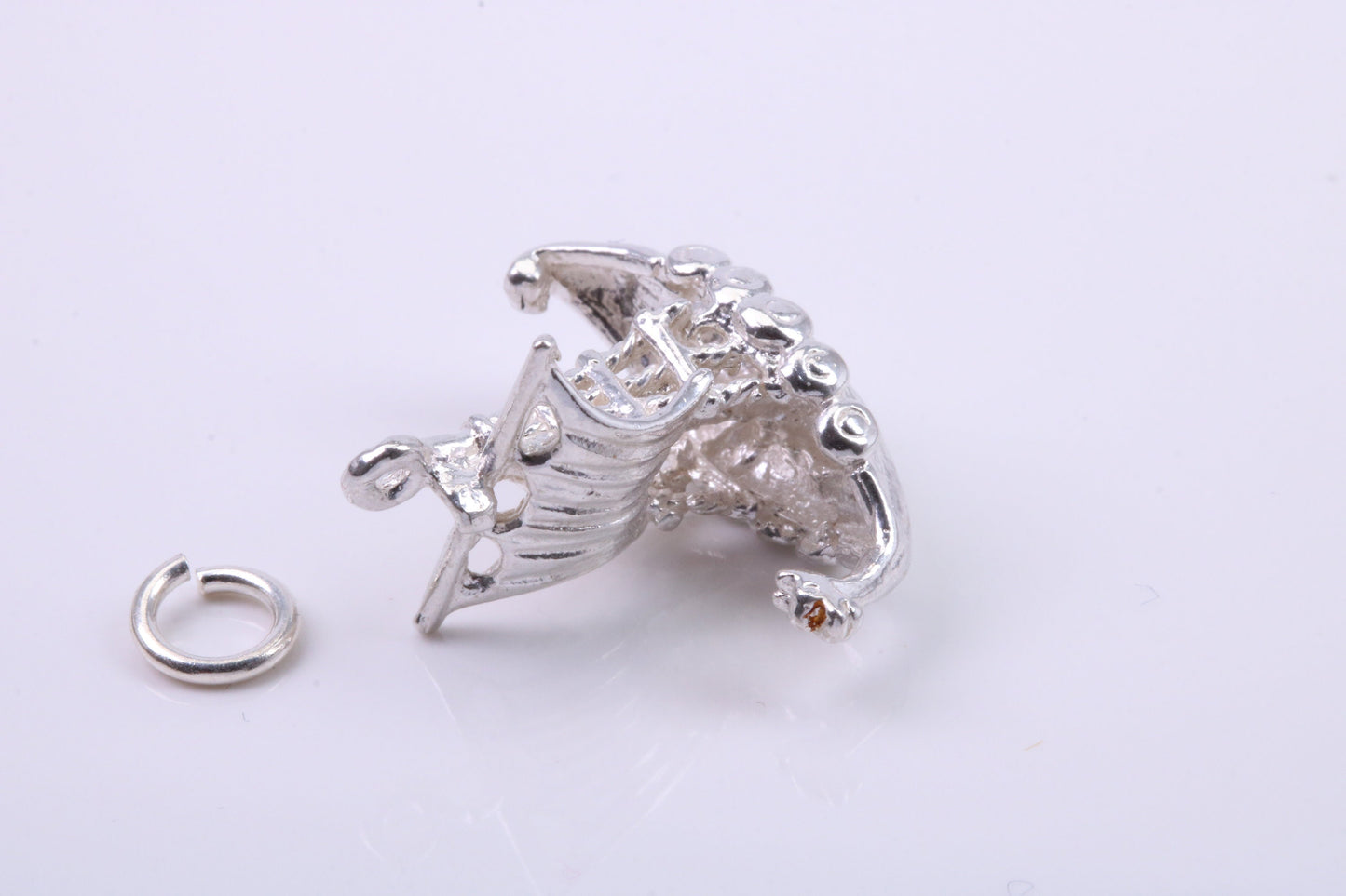 Viking Boat Charm, Traditional Charm, Made from Solid 925 Grade Sterling Silver, Complete with Attachment Link