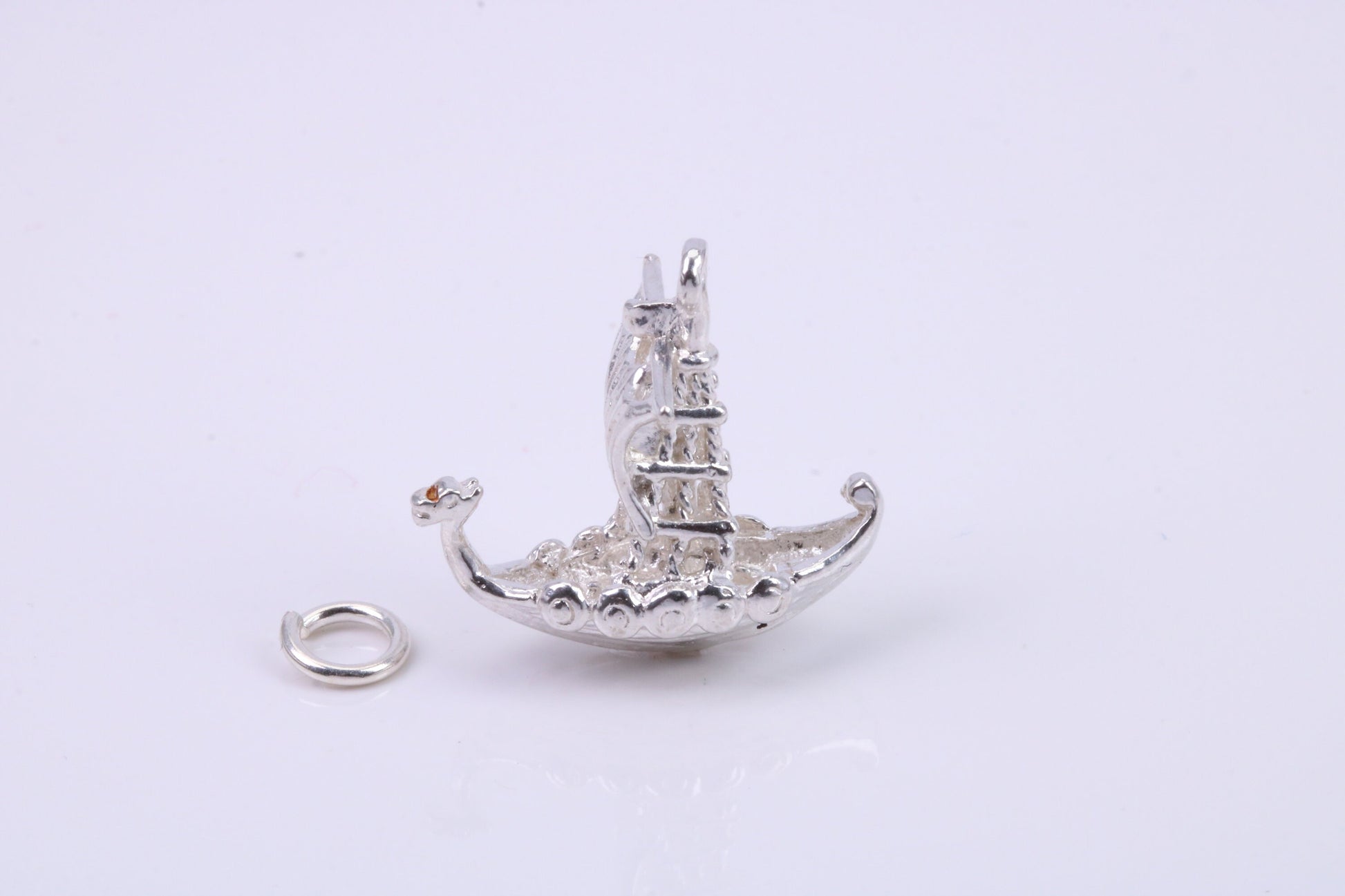 Viking Boat Charm, Traditional Charm, Made from Solid 925 Grade Sterling Silver, Complete with Attachment Link