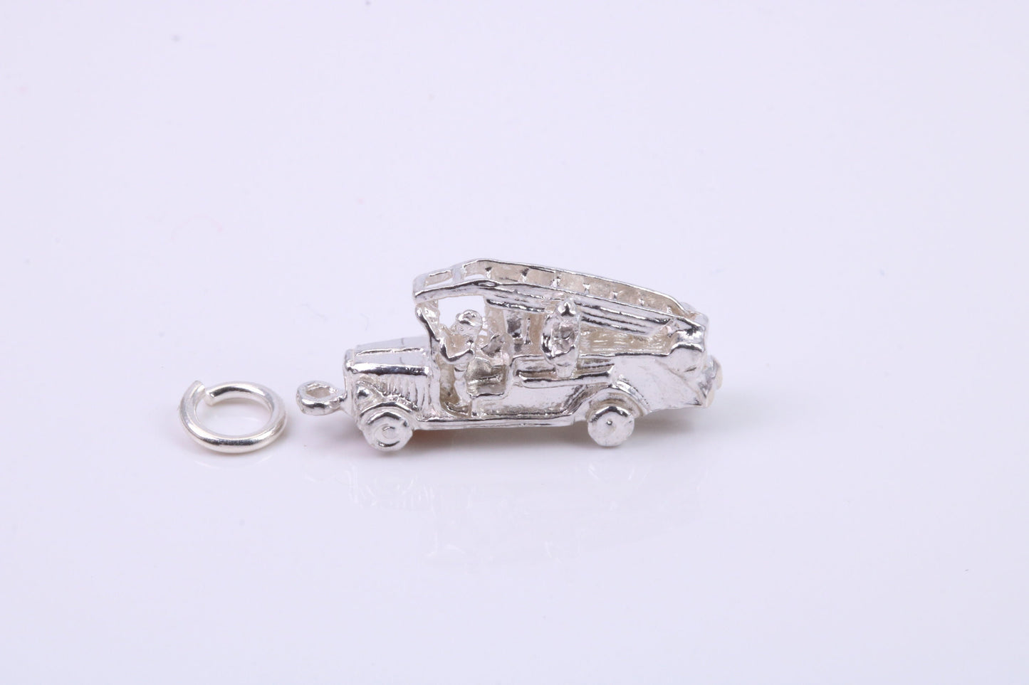 Fire Engine Charm, Traditional Charm, Made from Solid 925 Grade Sterling Silver, Complete with Attachment Link