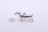 Dachshund Dog Charm, Made from Solid Cast Silver, Complete with Attachment Link