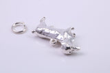 Dachshund Dog Charm, Made from Solid Cast Silver, Complete with Attachment Link