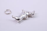 Dachshund Dog Charm, Made from Solid Cast Silver, Complete with Attachment Link