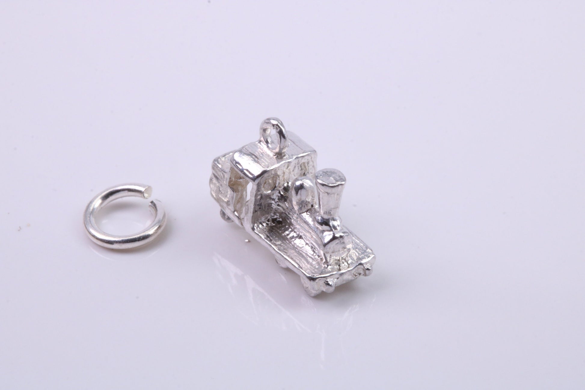 Steam Train Charm, Traditional Charm, Made from Solid 925 Grade Sterling Silver, Complete with Attachment Link