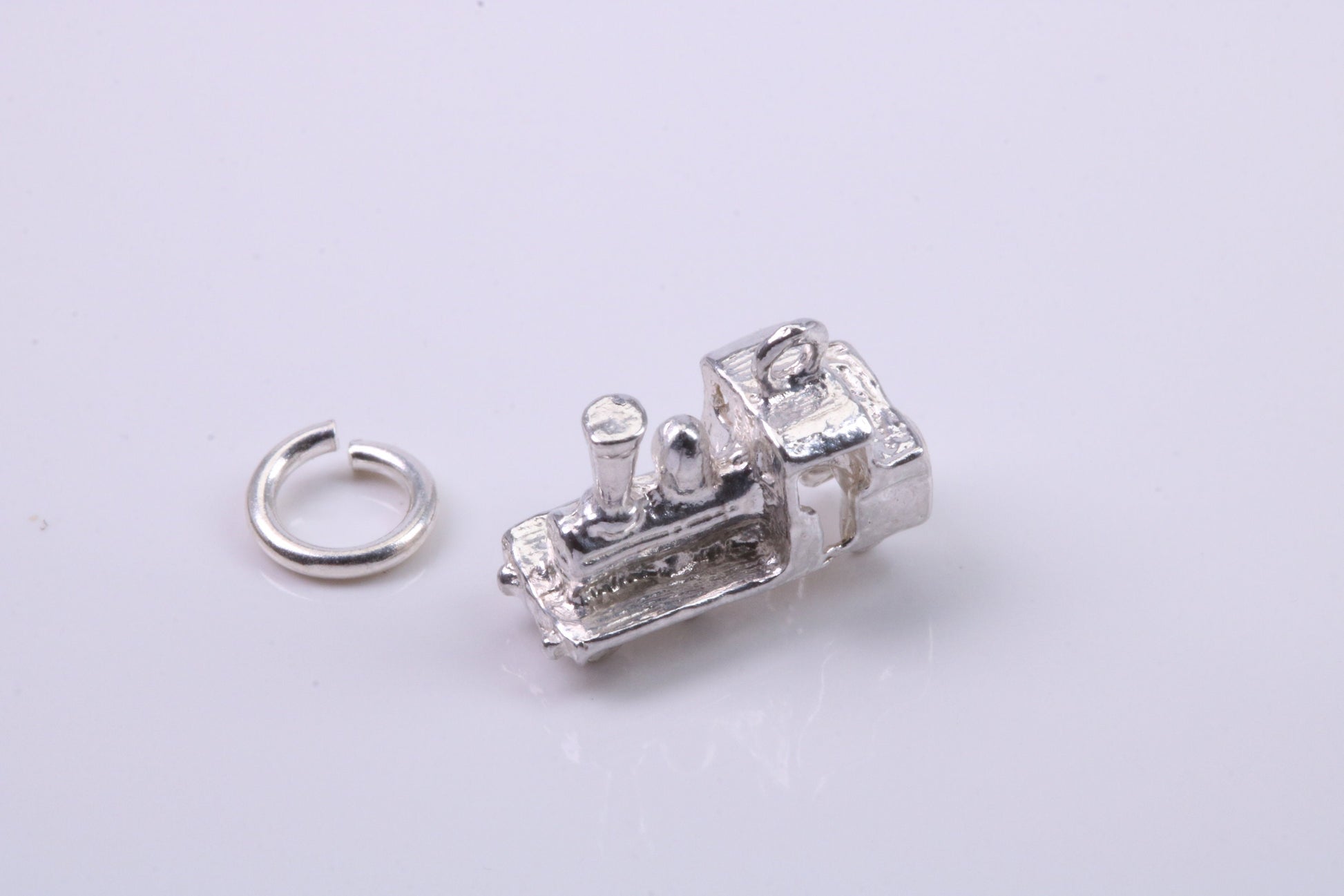 Steam Train Charm, Traditional Charm, Made from Solid 925 Grade Sterling Silver, Complete with Attachment Link
