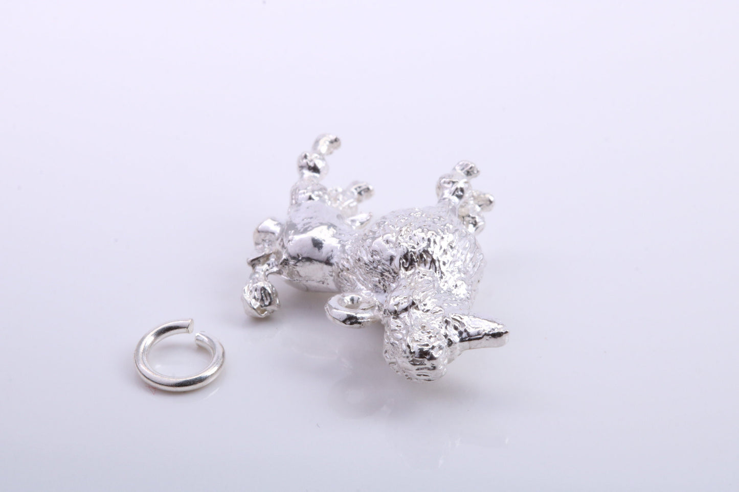 Large Poodle Dog Charm, Traditional Charm, Made from Solid 925 Grade Sterling Silver, Complete with Attachment Link