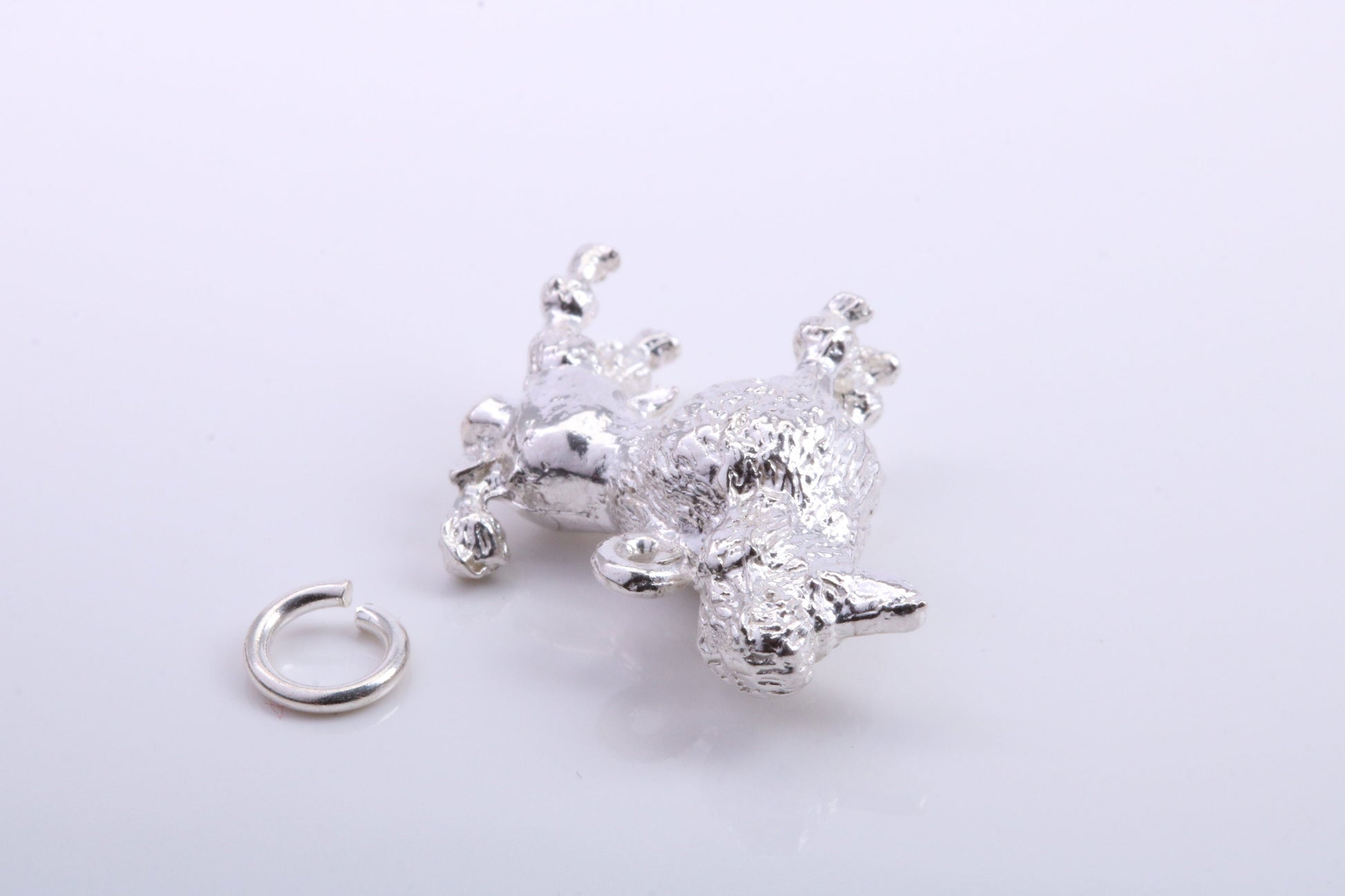 Large Poodle Dog Charm, Traditional Charm, Made from Solid 925 Grade Sterling Silver, Complete with Attachment Link