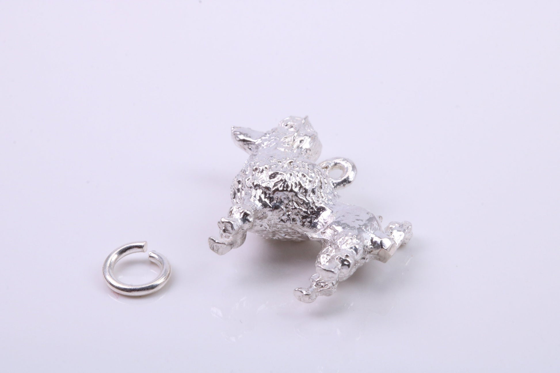 Large Poodle Dog Charm, Traditional Charm, Made from Solid 925 Grade Sterling Silver, Complete with Attachment Link