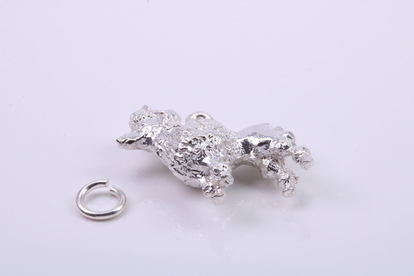 Large Poodle Dog Charm, Traditional Charm, Made from Solid 925 Grade Sterling Silver, Complete with Attachment Link