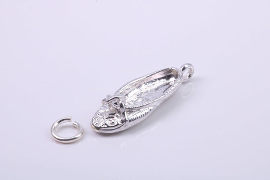 Slipper Charm, Traditional Charm, Made from Solid 925 Grade Sterling Silver, Complete with Attachment Link