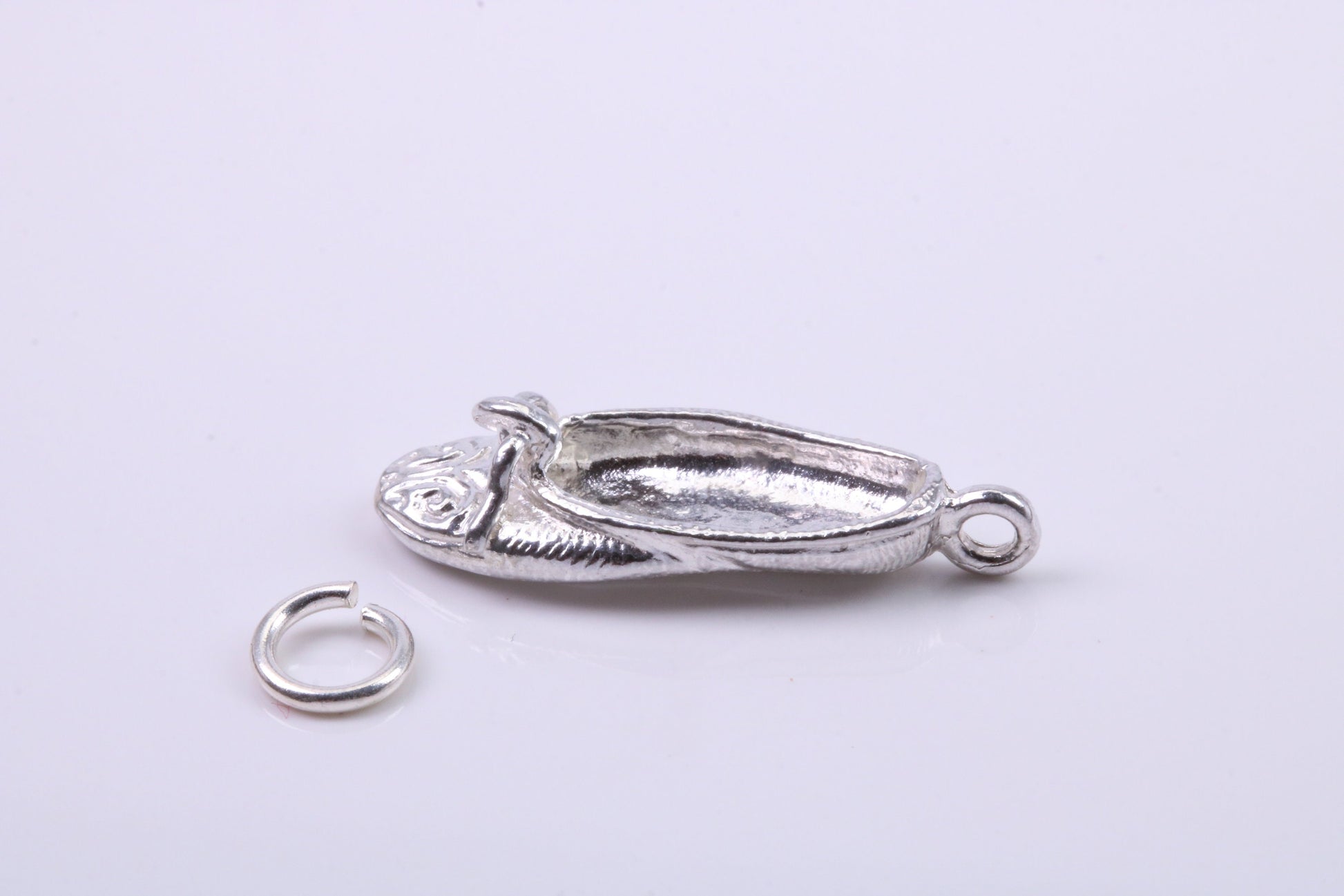 Slipper Charm, Traditional Charm, Made from Solid 925 Grade Sterling Silver, Complete with Attachment Link