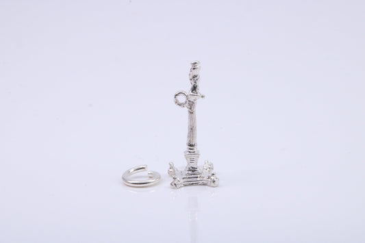 Iconic Nelsons Column Charm, Traditional Charm, Made from Solid 925 Grade Sterling Silver, Complete with Attachment Link