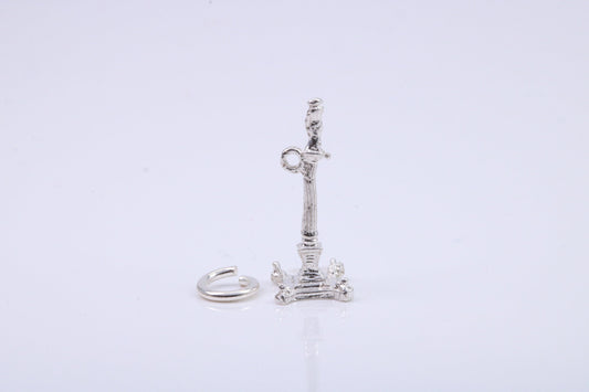 Iconic Nelsons Column Charm, Traditional Charm, Made from Solid 925 Grade Sterling Silver, Complete with Attachment Link