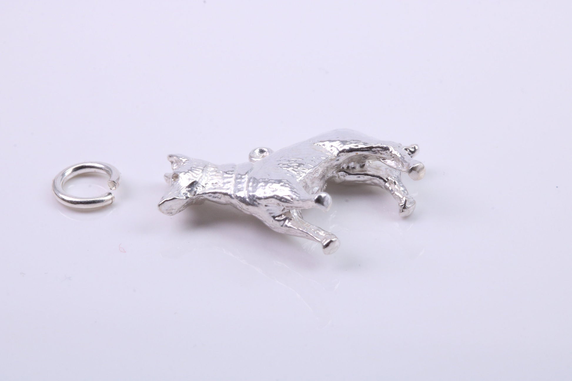 German Shepard Dog Charm, Traditional Charm, Made from Solid 925 Grade Sterling Silver, Complete with Attachment Link