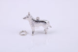 German Shepard Dog Charm, Traditional Charm, Made from Solid 925 Grade Sterling Silver, Complete with Attachment Link