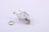 Wheel Barrow Charm, Traditional Charm, Made from Solid 925 Grade Sterling Silver, Complete with Attachment Link