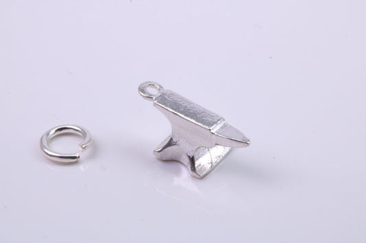 Blacksmiths Anvil Charm, Traditional Charm, Made from Solid 925 Grade Sterling Silver, Complete with Attachment Link