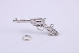 Pistol Charm, Traditional Charm, Made from Solid 925 Grade Sterling Silver, Complete with Attachment Link