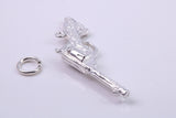 Pistol Charm, Traditional Charm, Made from Solid 925 Grade Sterling Silver, Complete with Attachment Link
