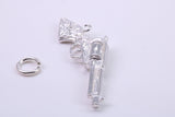Pistol Charm, Traditional Charm, Made from Solid 925 Grade Sterling Silver, Complete with Attachment Link