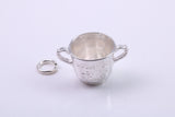 Sports Trophy Charm, Traditional Charm, Made from Solid 925 Grade Sterling Silver, Complete with Attachment Link