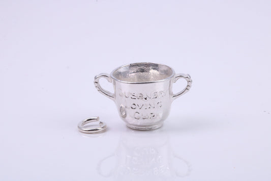 Sports Trophy Charm, Traditional Charm, Made from Solid 925 Grade Sterling Silver, Complete with Attachment Link