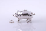 Large Hog Charm, Made from Solid Cast Silver, Complete with Attachment Link