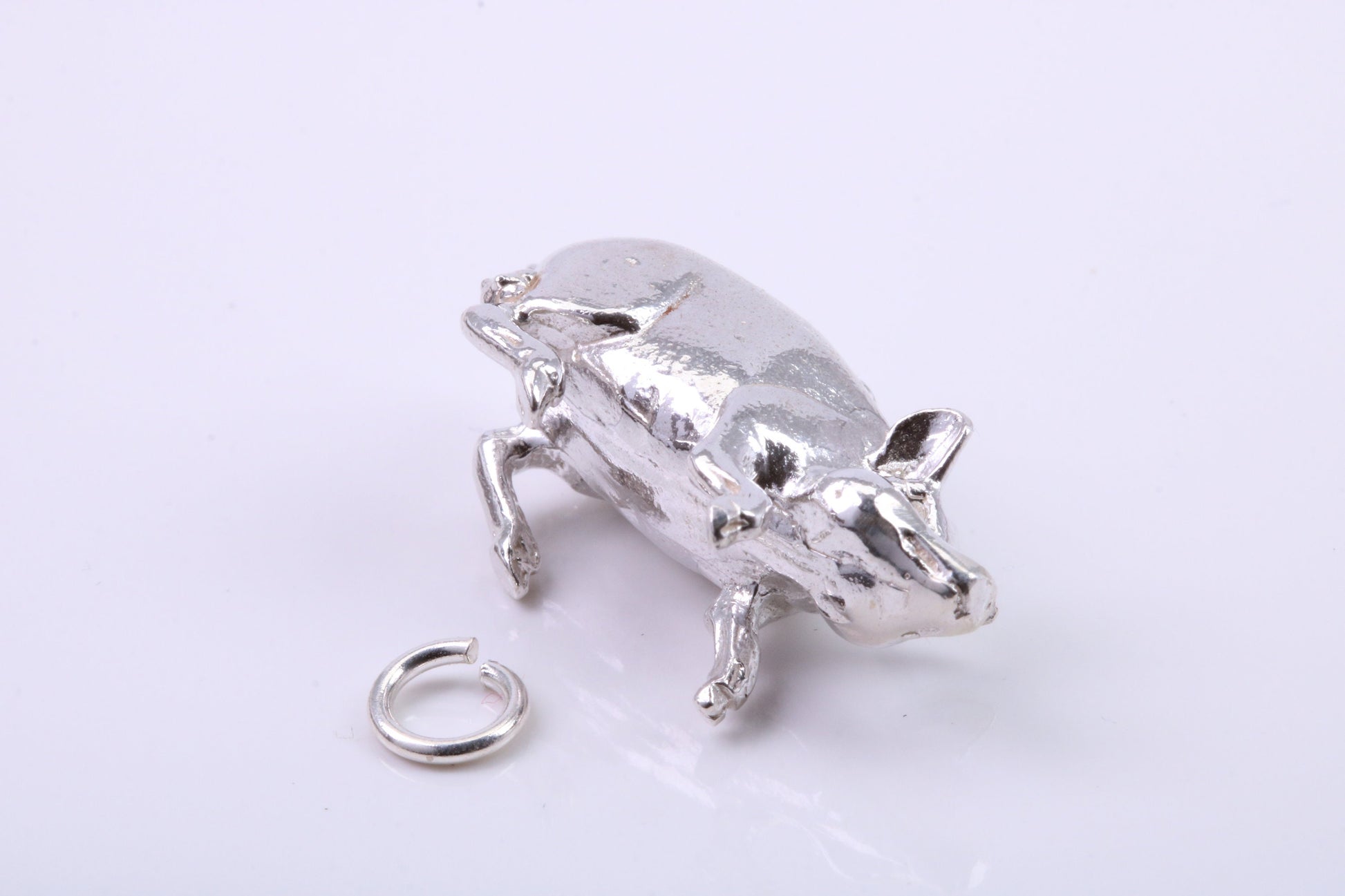 Large Hog Charm, Traditional Charm, Made from Solid 925 Grade Sterling Silver, Complete with Attachment Link