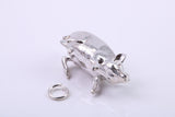 Large Hog Charm, Made from Solid Cast Silver, Complete with Attachment Link
