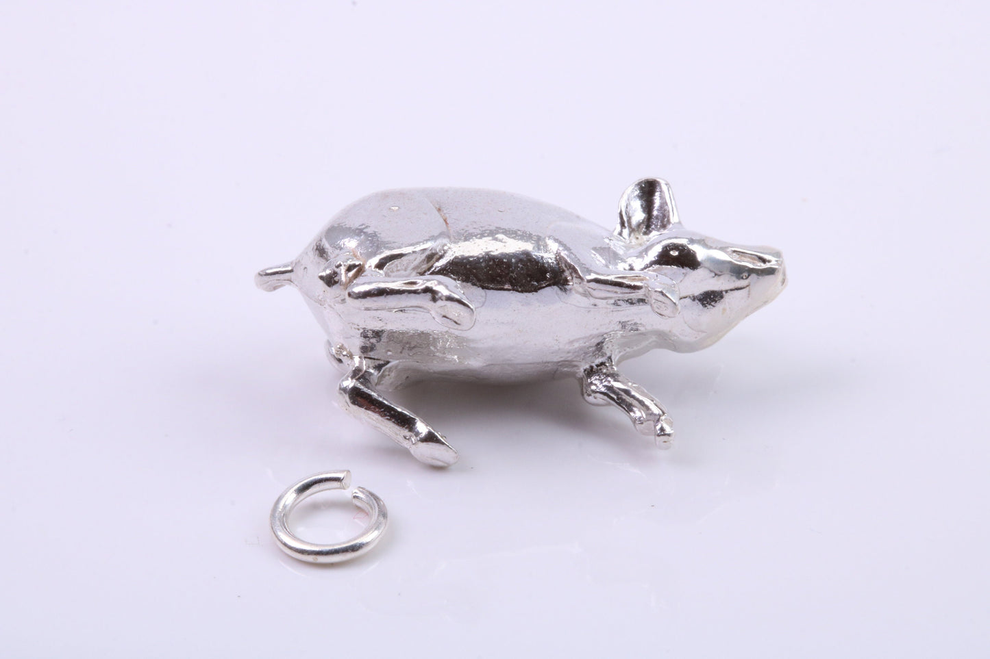 Large Hog Charm, Traditional Charm, Made from Solid 925 Grade Sterling Silver, Complete with Attachment Link