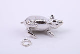 Large Hog Charm, Made from Solid Cast Silver, Complete with Attachment Link