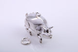 Large Hog Charm, Made from Solid Cast Silver, Complete with Attachment Link