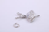 Ballerina Charm, Traditional Charm, Made from Solid 925 Grade Sterling Silver, Complete with Attachment Link