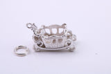 Princess Carriage Charm, Made from Solid Cast Silver, Complete with Attachment Link