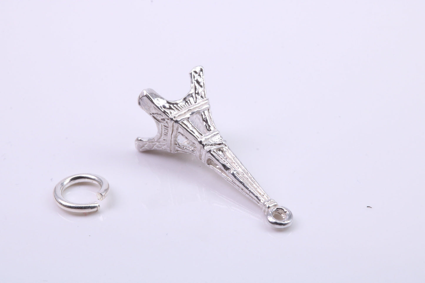 Eiffel Tower Charm, Traditional Charm, Made from Solid 925 Grade Sterling Silver, Complete with Attachment Link