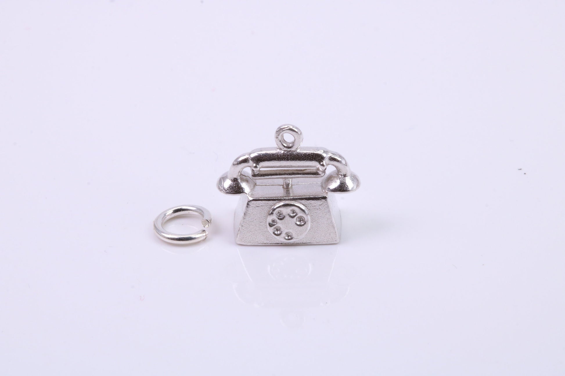 Vintage Phone Charm, Traditional Charm, Made from Solid 925 Grade Sterling Silver, Complete with Attachment Link