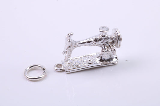 Sewing Machine Charm, Traditional Charm, Made from Solid 925 Grade Sterling Silver, Complete with Attachment Link