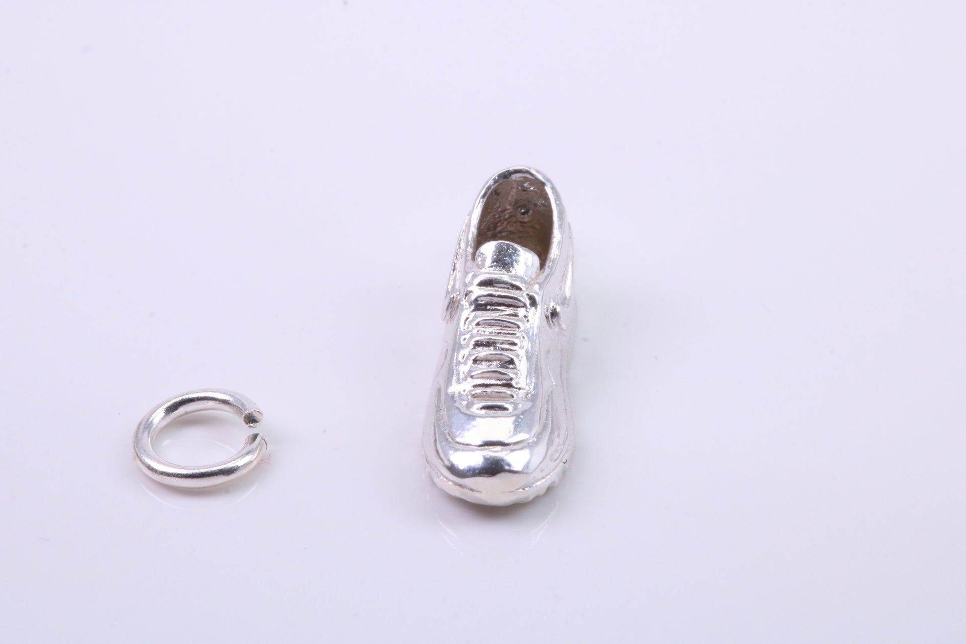 Trainer Shoe Charm, Traditional Charm, Made from Solid 925 Grade Sterling Silver, Complete with Attachment Link