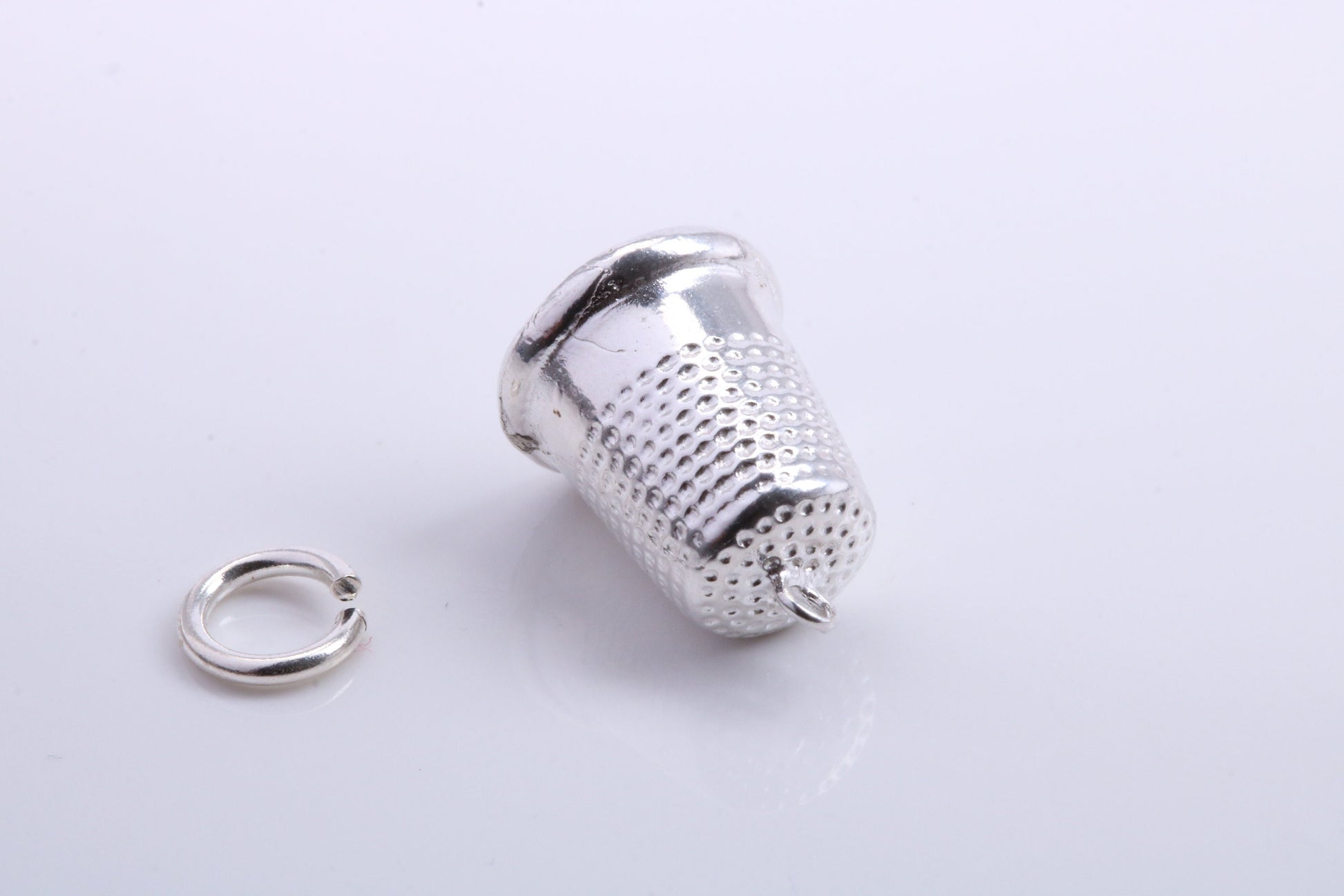 Sewing Thimble Charm, Traditional Charm, Made from Solid 925 Grade Sterling Silver, Complete with Attachment Link