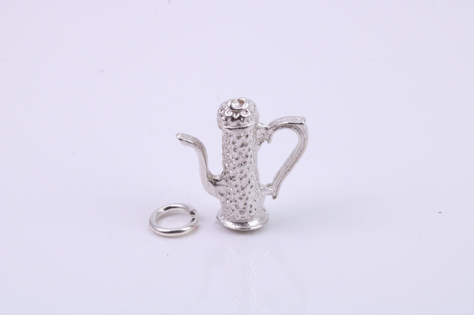 Coffee Pot Charm, Traditional Charm, Made from Solid 925 Grade Sterling Silver, Complete with Attachment Link